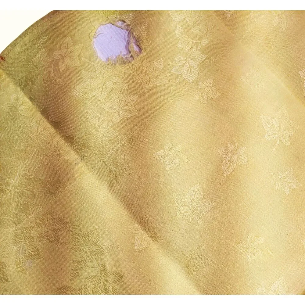 Yellow Jacquard PULLMAN Napkin Ivy Pattern Diagonal Block Logo As-Is Vintage 40s